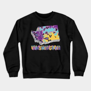 Washington State Map Art Crewneck Sweatshirt